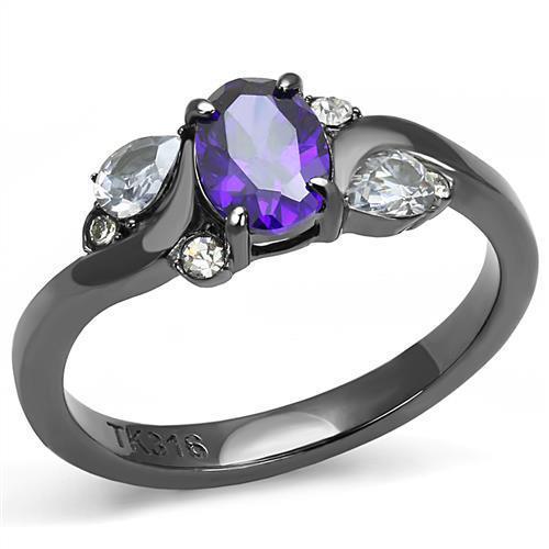 TK3169 - IP Light Black  (IP Gun) Stainless Steel Ring with AAA Grade-Lacatang Jewelry