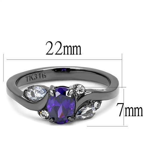 TK3169 - IP Light Black  (IP Gun) Stainless Steel Ring with AAA Grade-Lacatang Jewelry